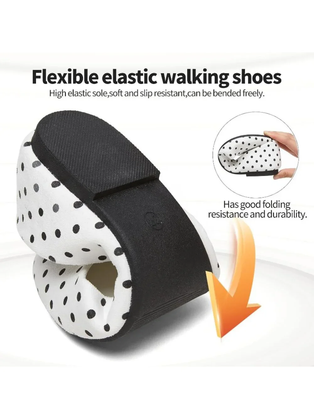 Women's White Dot PU Leather Closed Toe Comfortable Flexible Slip On Ballet Flat